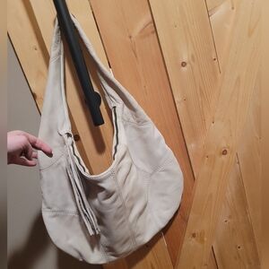 Elegant American Leather Cream Leather Hobo Bag